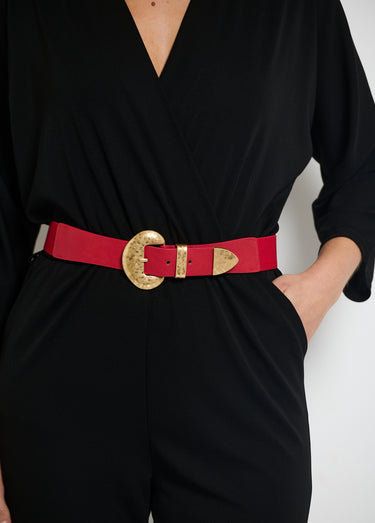 Ceinture élastique avec boucle métal Rouge