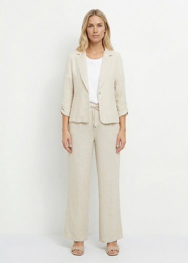 Veste tailleur rayée, aspect irrégulier Beige