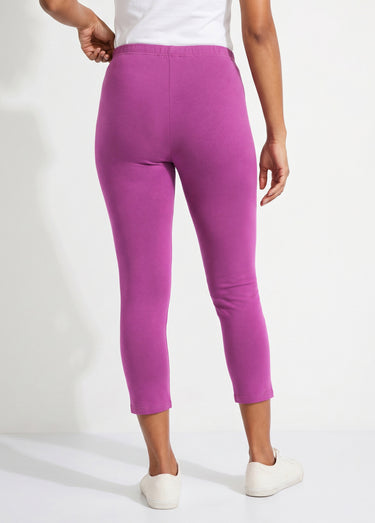 Legging court uni ceinture élastiquée Fuchsia