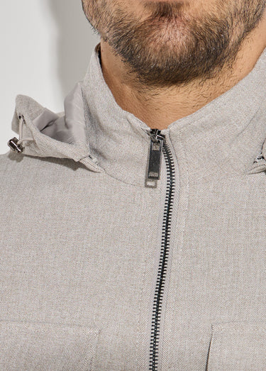 Veste casual avec col montant et capuche Beige