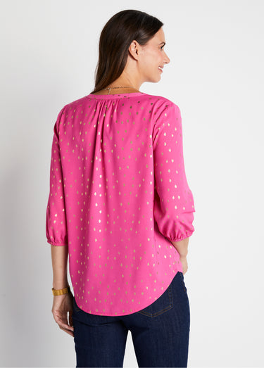 Tunique ample mi-longue manches 3/4 Rose