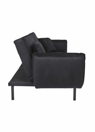 Canapé convertible velours, 2 coussins Noir