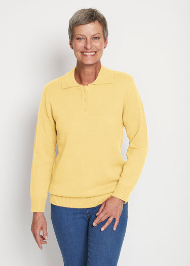 Pull col polo maille épaisse Vanille