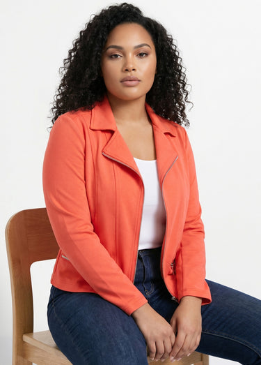 Veste courte zippée droite maille milano Capucine