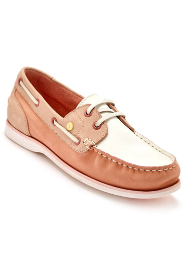 Chaussures bateau cuir largeur confort Rose