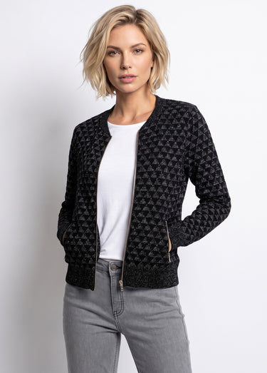 Gilet zippé esprit bomber maille brillante Noir