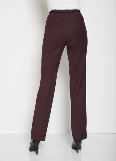 Pantalon taille semi-élastiquée droit Prune