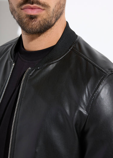 Blouson motard style teddy simili cuir Noir