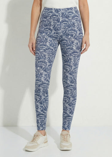Legging ceinture élastiquée uni ou imprimé Bleu Ciel