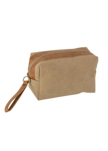 Trousse de toilette zippée mixte tissu Beige