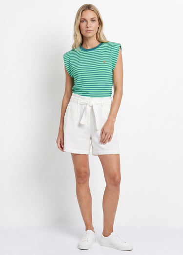 T-shirt maille fantaisie, broderie coeur Vert