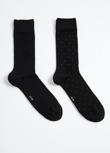 Lot de 2 Chaussettes pois et côtes Noir