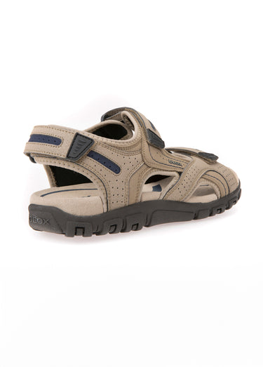 Sandales sportwear perforées à scratchs Sable/Marine