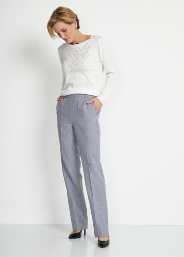 Pantalon droit ceinture semi-élastiquée Argent
