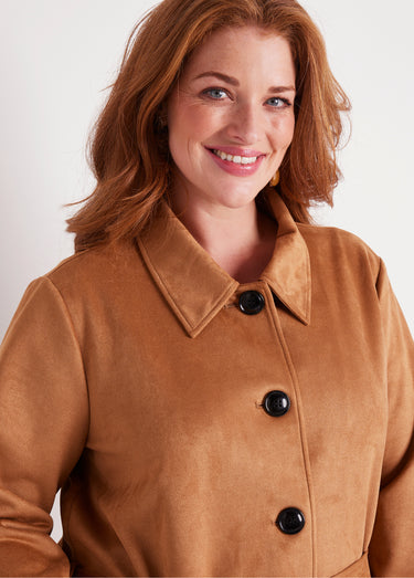 Manteau court tissu suédé Beige