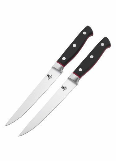 2 couteaux à steak 25cm acier, Market Noir/Rouge