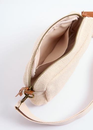 Sac rectangle en jute + détails cuir Beige