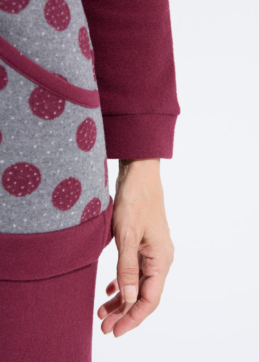 Pyjama pantalon maille milano imprimé pois Bordeaux