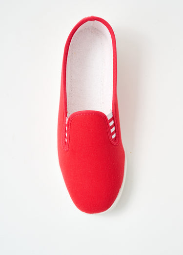 Mocassins toile largeur confort Rouge