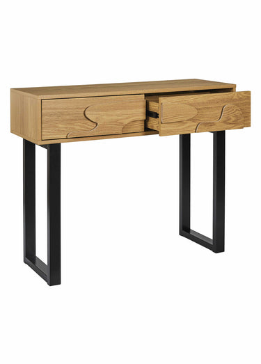 Console en bois décor forme abstraite Marron/Noir