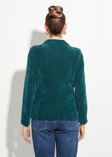 Veste col tailleur en velours reliefé Vert