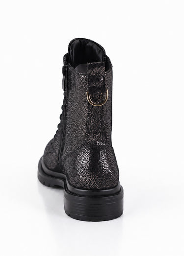 Bottines fantaisie style Combat boots Noir