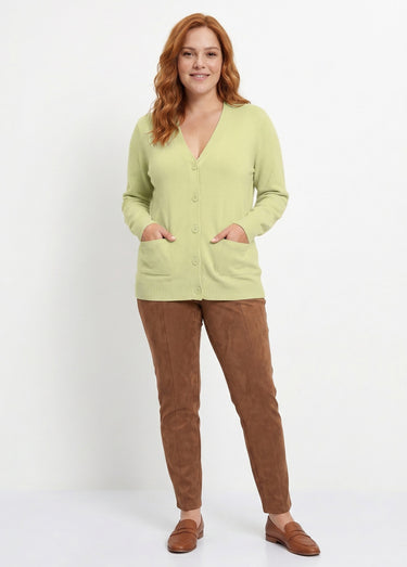 Gilet boutonné maille épaisse Vert Tilleul
