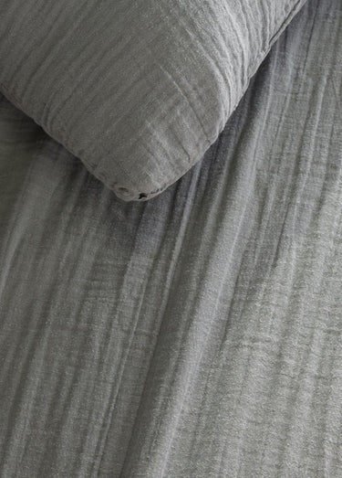 Parure gaze de coton uni, 240 x 220cm Gris