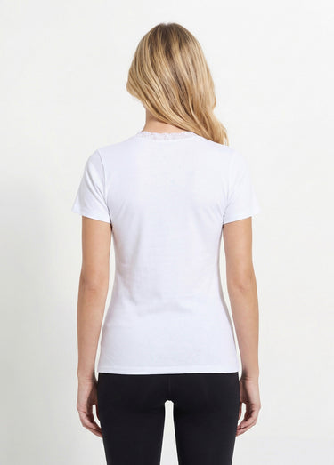 Maillot de corps manches courtes dentelle Blanc
