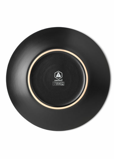 Lot de 6 assiettes plates porcelaine, Aya Noir