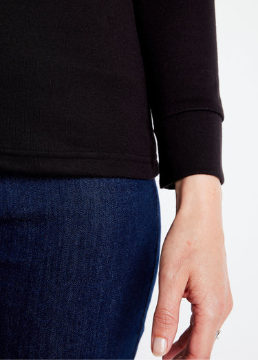 Sous-pull chaud col roulé maille interlock unie Noir