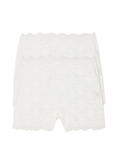 Culottes forme shorty en dentelle Nacre Lot 2