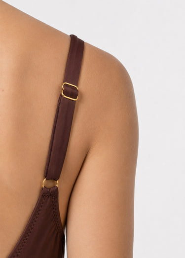 Maillot de bain 1 pièce détails lacés Marron