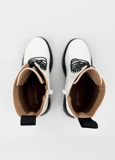 Bottines vernies style Combat boots Blanc