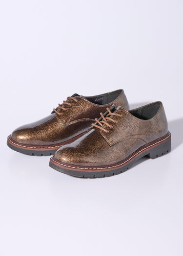 Derbies vernis tendance à lacets Bronze