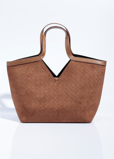Sac cabas en suédine effet tressé Sable