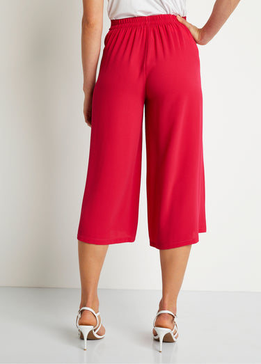 Jupe-culotte longue taille semi-élastiquée Uni Fushia