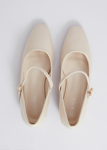 Ballerines bout amande avec bride fine Beige