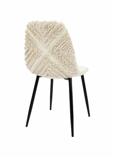 Chaises bouclette avec dossier chevrons Beige/Noir