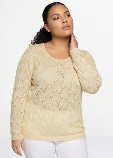 Pull maille ajourée avec fibres recyclées Vanille