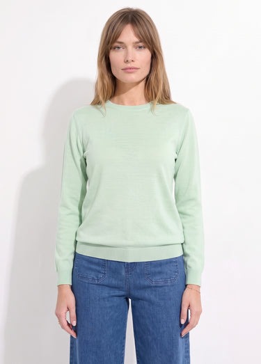 Pull laine mérinos manches longues Vert Nil