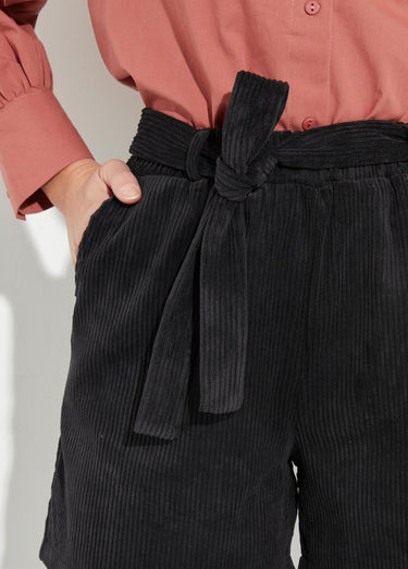 Short en velours à grosses cotes Noir