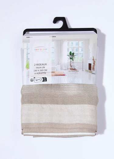 Rideau 1 panneau ruflettes, brillant Taupe