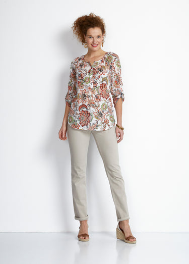 Tunique boutonnée imprimé cachemire Imp Orange