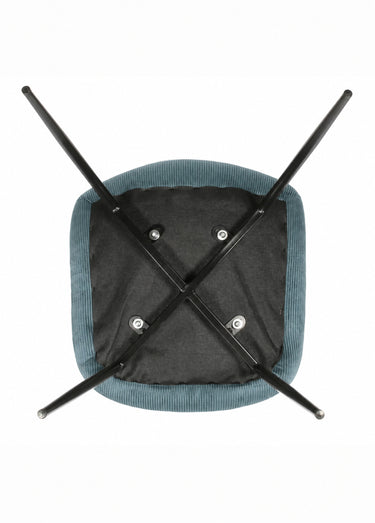 Set 4 Chaises velours cotelé, pieds métal Bleu Canard