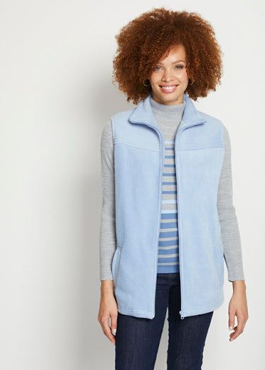 Blouson zippé sans manches polaire Bleu Ciel