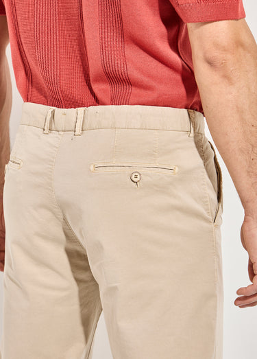 Pantalon chino droit toile coton stretch Beige