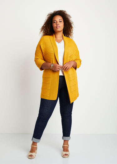 Gilet long ajouré coupe confort Miel