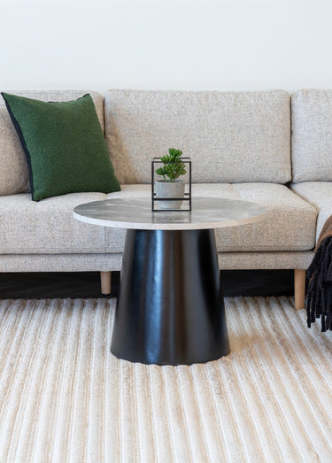 Table basse plateau aspect marbre Gris/Noir
