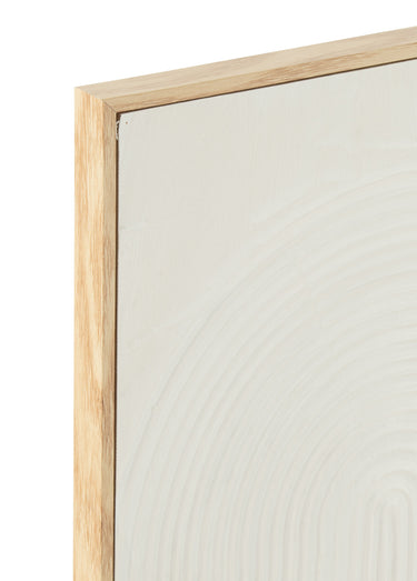 Tableau texturé cadre bois Blanc